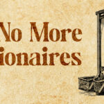 Text reading “No More Billionaires” beside a black guillotine illustration on a parchment-textured background, used as the featured image for an essay on pathologising structural criticism.