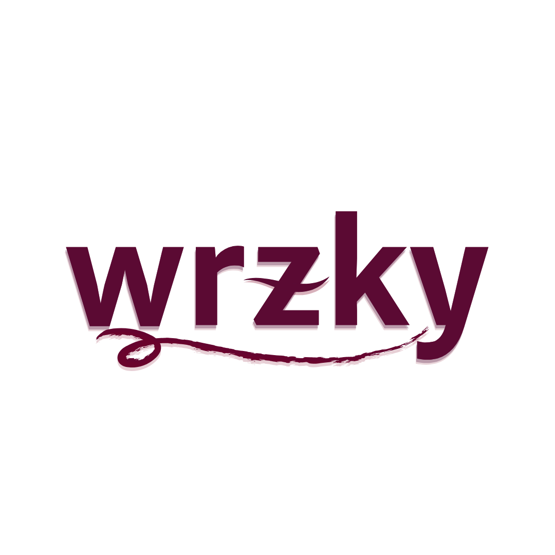 WRZKY logo in deep burgundy, minimalist design